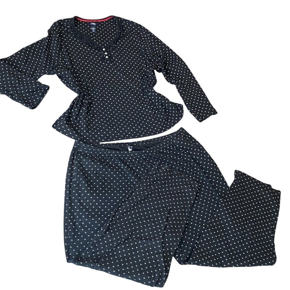 Chaps 2-Piece‎ Cotton Pajama Set Plus Sz 3X Black #347B
